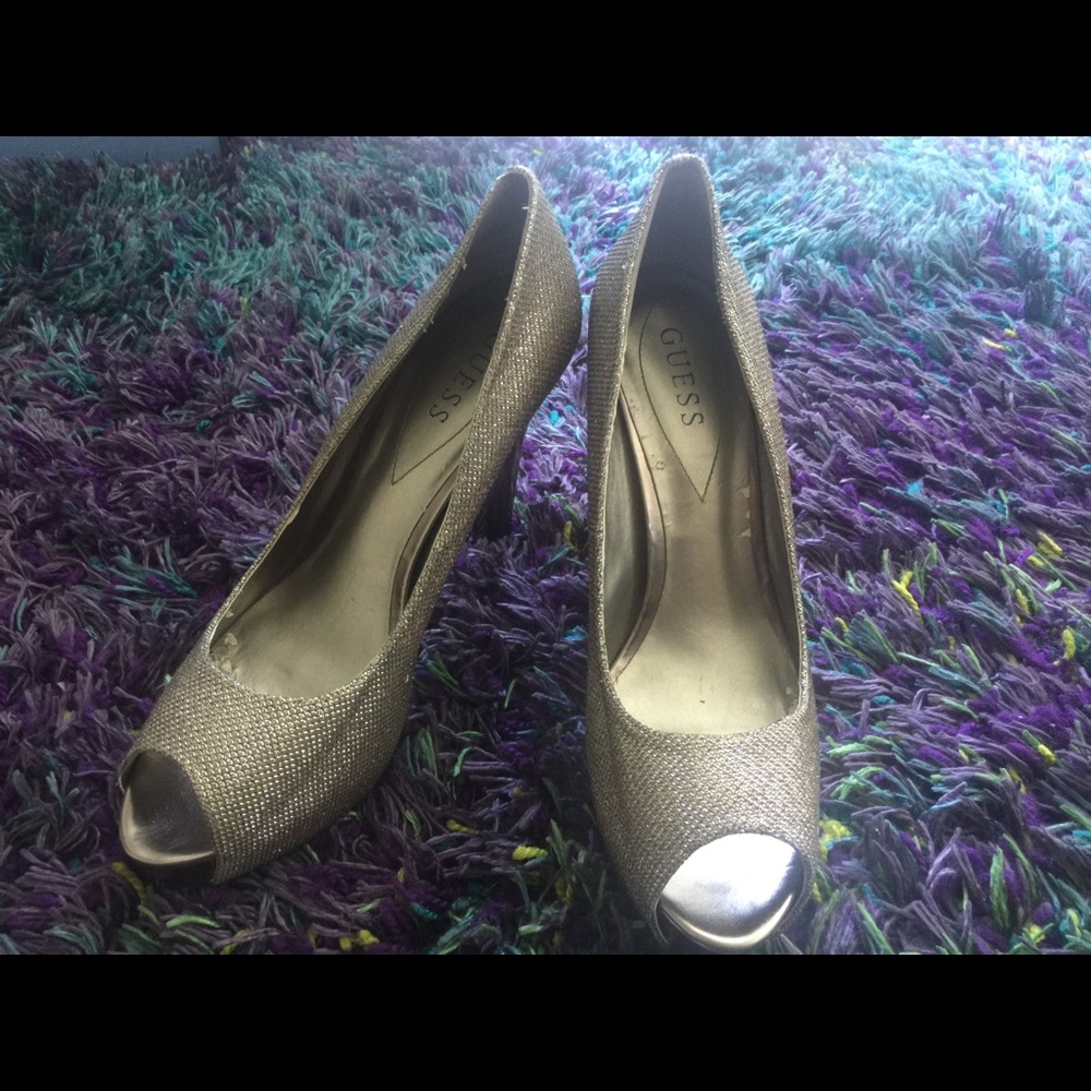 Guess heels, Silver, Platform, Peep Toe Pumps